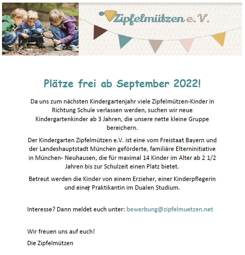 Kindergartenplatz September 2022